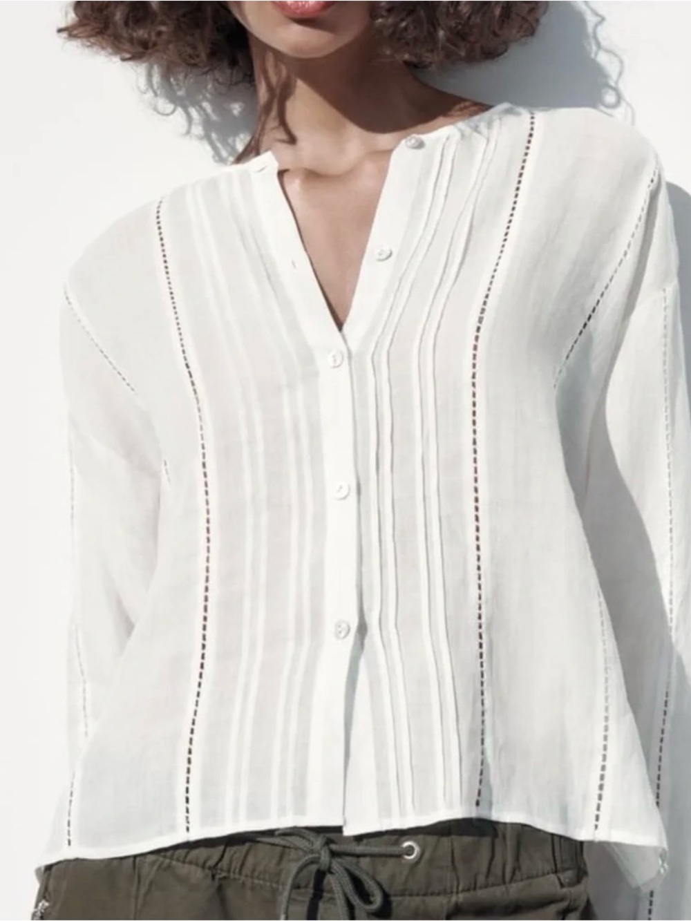 Zara Ramie Passementerie Blouse